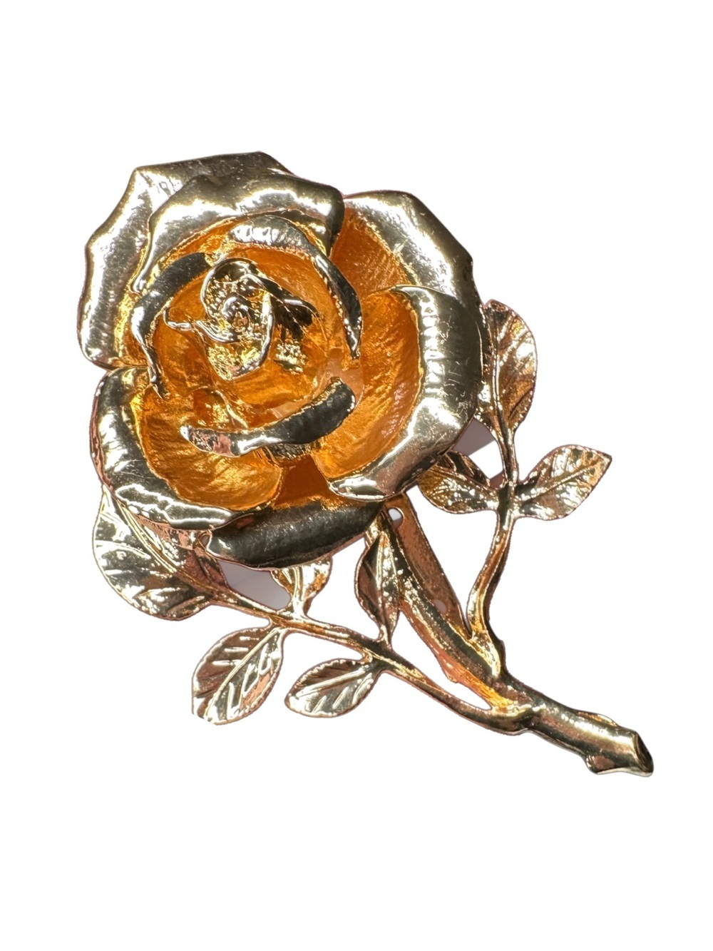5/$25 😻 Gold Tone Rose Flower Brooch